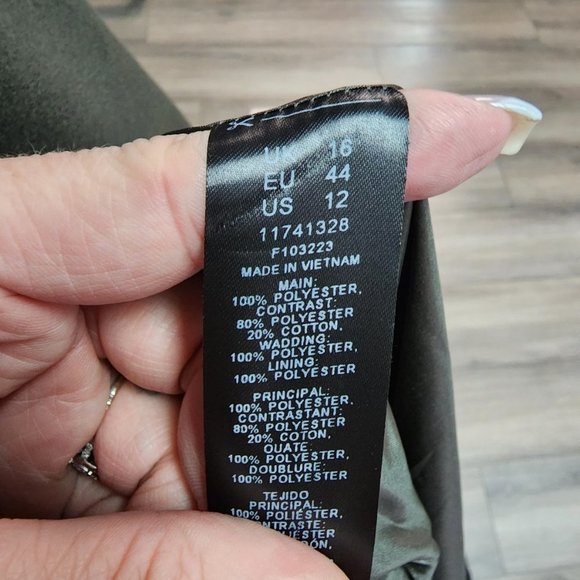 Asos Green Wrap Waist Tie Winter Jacket Size 12 - Picture 13 of 14